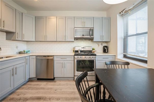 Interior, Kitchen, Stainless Steel Appliances, Wood Texture Flooring
