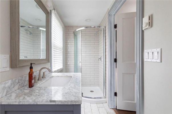 Bathroom, Glass Shower, Interior, Recessed Lighting