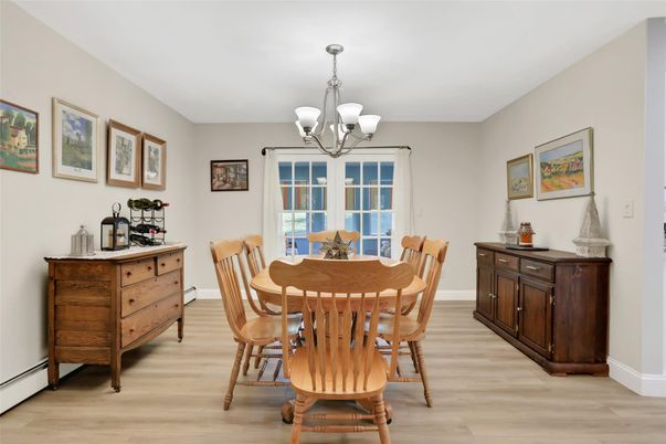 Chandelier, Dining room, Interior, Wood Texture Flooring