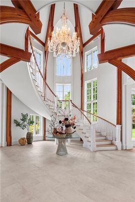 Chandelier, Interior, Wooden Beams