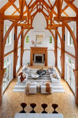 Fireplace, Interior, Living room, Wooden Beams, Wood Texture Flooring