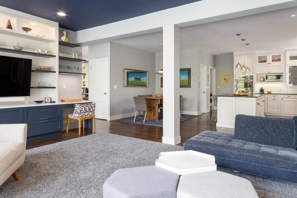 Dining room, Interior, Kitchen, Living room, Pendant Lights, Recessed Lighting, Wood Texture Flooring