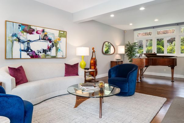 Interior, Living room, Piano, Recessed Lighting, Wood Texture Flooring