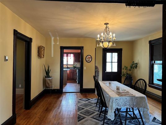 Chandelier, Dining room, Interior, Wood Texture Flooring