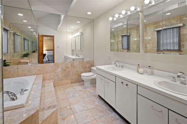Bathroom, Dual Sink Vanities, Glass Shower, Interior, Recessed Lighting
