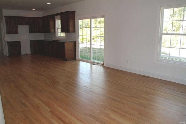 Empty room, Interior, Kitchen, Recessed Lighting, Wood Texture Flooring