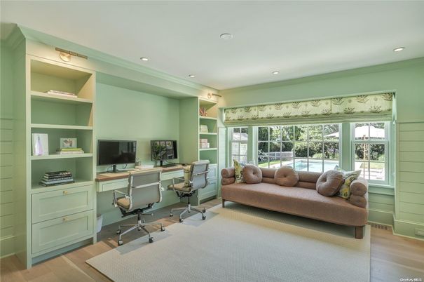 Home Office, Interior, Recessed Lighting, Wood Texture Flooring