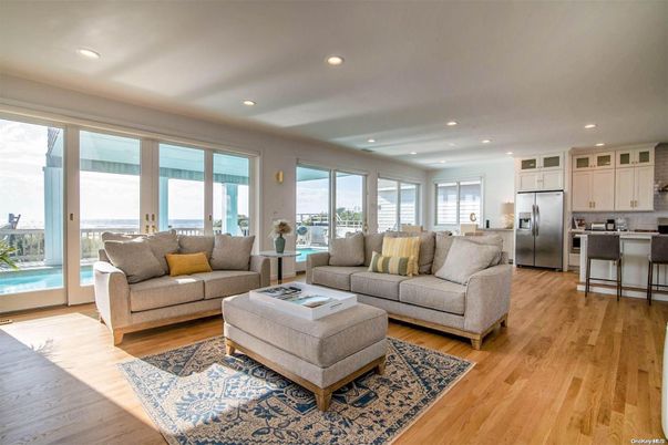 Interior, Kitchen, Living room, Recessed Lighting, Stainless Steel Appliances, Wood Texture Flooring