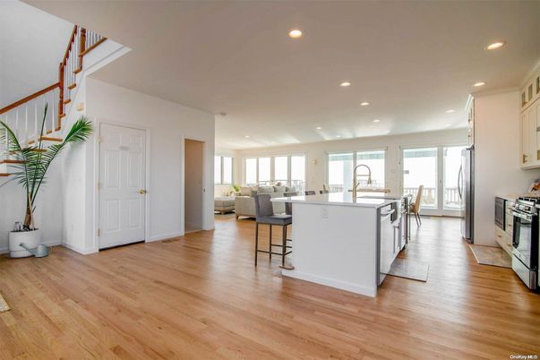Interior, Kitchen, Living room, Recessed Lighting, Wood Texture Flooring