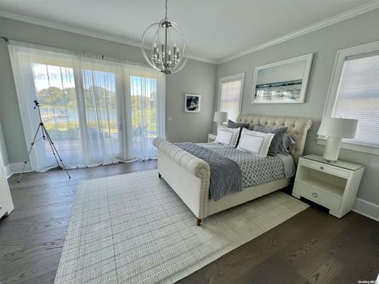 Bedroom, Chandelier, Interior, Pendant Lights, Wood Texture Flooring