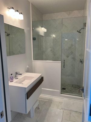 Bathroom, Glass Shower, Interior, Marble Walls
