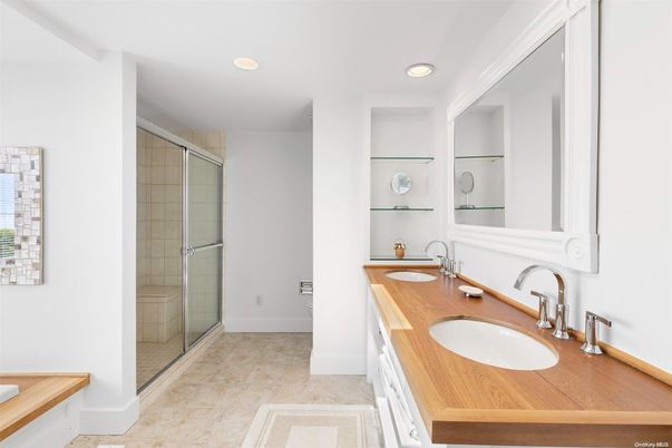 Bathroom, Dual Sink Vanities, Glass Shower, Interior, Recessed Lighting