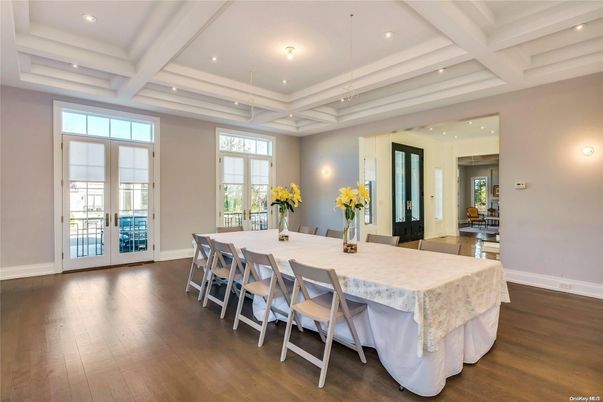 Dining room, Interior, Recessed Lighting, Wood Texture Flooring