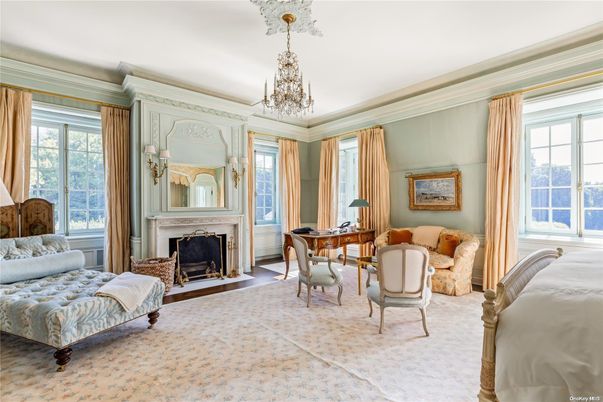 Chandelier, Fireplace, Home Office, Interior