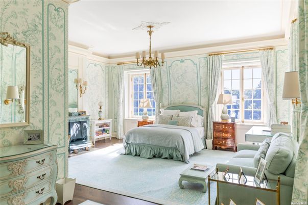 Bedroom, Chandelier, Interior, Wood Texture Flooring