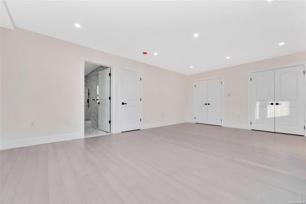 Bathroom, Empty room, Interior, Recessed Lighting, Wood Texture Flooring