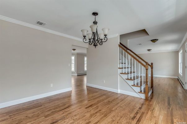 Chandelier, Empty room, Interior, Wood Texture Flooring