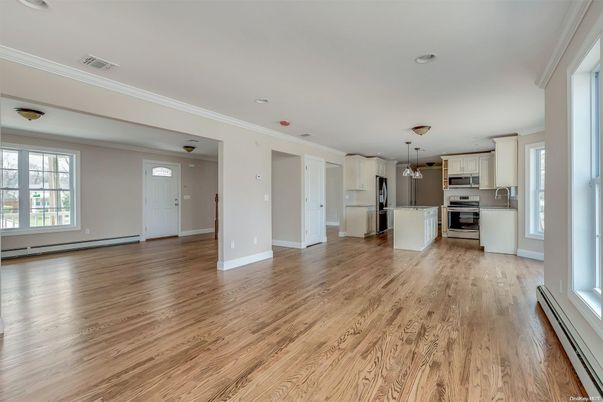 Interior, Kitchen, Pendant Lights, Stainless Steel Appliances, Wood Texture Flooring