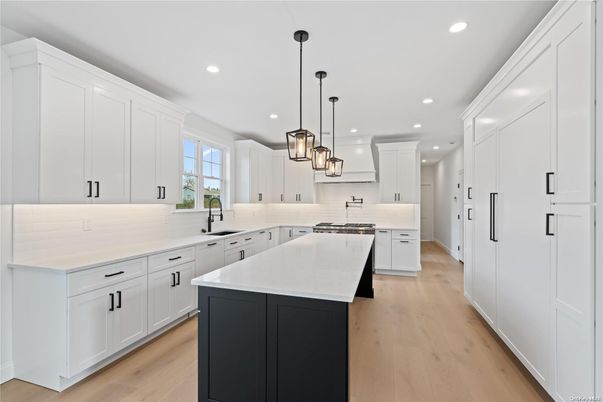 Interior, Kitchen, Pendant Lights, Recessed Lighting, Wood Texture Flooring