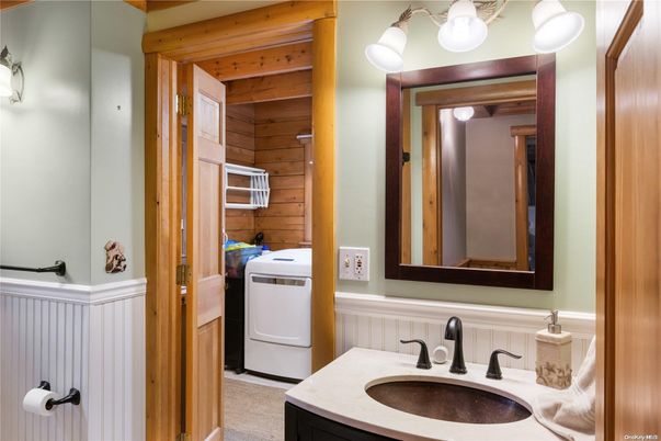 Bathroom, Interior, Washer, Wooden Walls