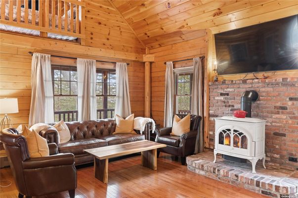 Fireplace, Interior, Living room, Stone Walls, Wooden Ceilings, Wood Texture Flooring, Wooden Walls
