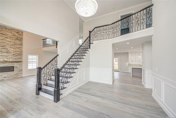 Chandelier, Interior, Recessed Lighting, Wood Texture Flooring