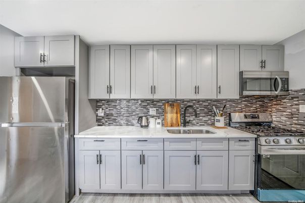 Interior, Kitchen, Stainless Steel Appliances, Wood Texture Flooring