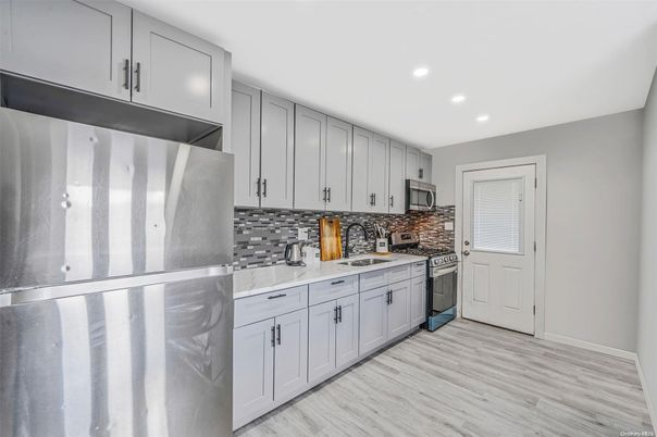 Interior, Kitchen, Recessed Lighting, Wood Texture Flooring