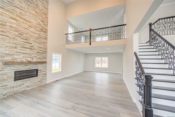 Fireplace, Interior, Recessed Lighting, Wood Texture Flooring