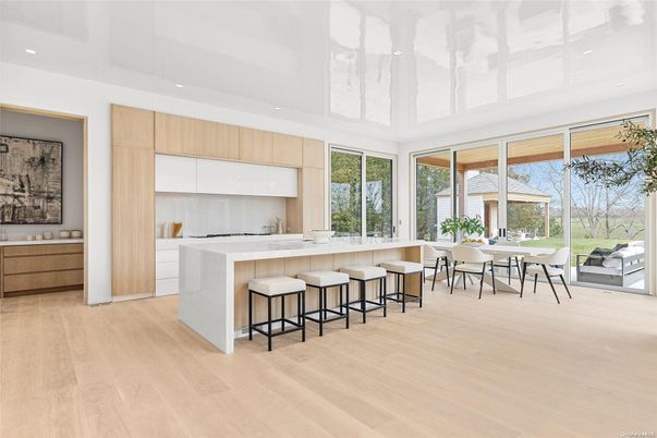 Dining room, Interior, Kitchen, Recessed Lighting, Wood Texture Flooring