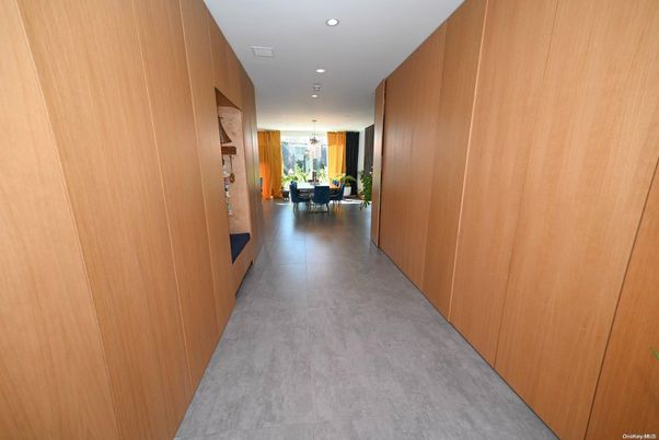 Dining room, Interior, Recessed Lighting, Wooden Walls