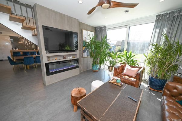 Dining room, Fireplace, Interior, Living room, Recessed Lighting