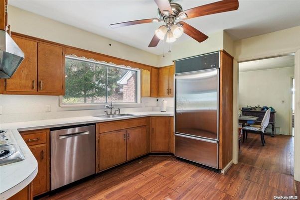 Interior, Kitchen, Stainless Steel Appliances, Wood Texture Flooring