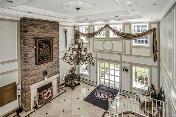 Chandelier, Fireplace, Interior, Recessed Lighting, Stone Walls