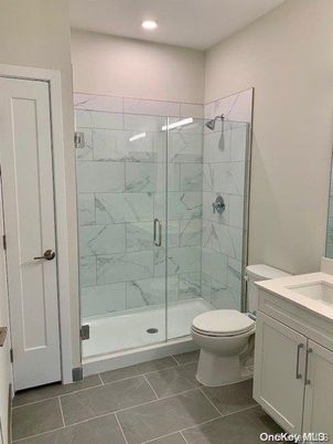 Bathroom, Glass Shower, Interior, Marble Walls, Recessed Lighting
