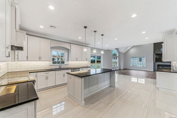Interior, Kitchen, Pendant Lights, Recessed Lighting, Wood Texture Flooring