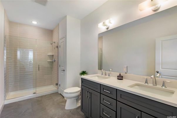 Bathroom, Dual Sink Vanities, Glass Shower, Interior, Recessed Lighting