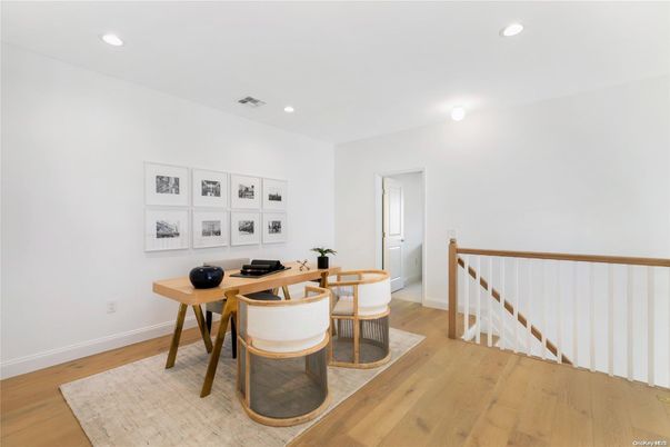 Home Office, Interior, Recessed Lighting, Wood Texture Flooring