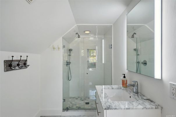 Bathroom, Glass Shower, Interior, Marble, Recessed Lighting