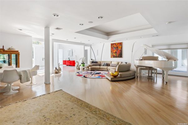 Interior, Living room, Piano, Recessed Lighting, Wood Texture Flooring