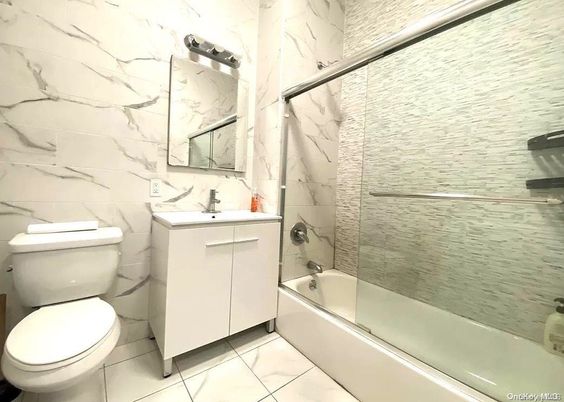 Bathroom, Glass Shower, Interior, Marble Walls