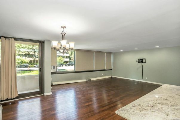 Chandelier, Empty room, Interior, Recessed Lighting, Wood Texture Flooring