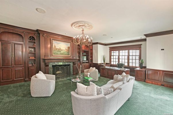 Chandelier, Fireplace, Interior, Living room, Recessed Lighting