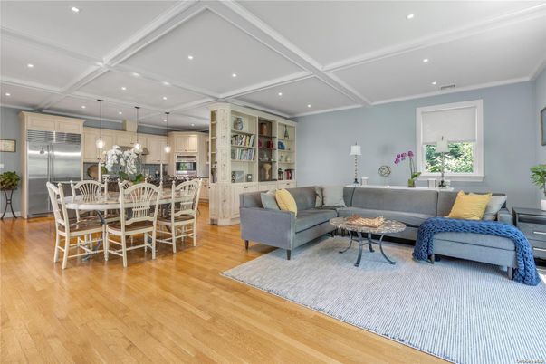 Dining room, Interior, Kitchen, Living room, Recessed Lighting, Stainless Steel Appliances, Wood Texture Flooring