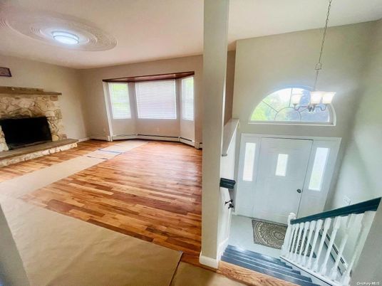 Fireplace, Interior, Pendant Lights, Wood Texture Flooring