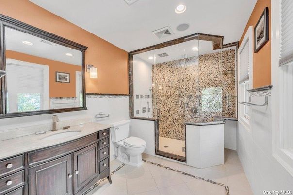 Bathroom, Glass Shower, Interior, Recessed Lighting