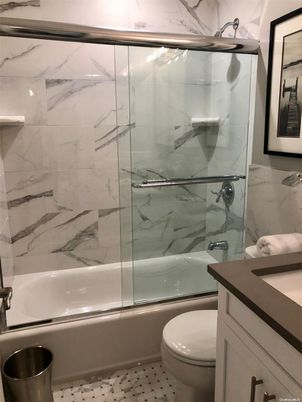 Bathroom, Glass Shower, Interior, Marble Walls