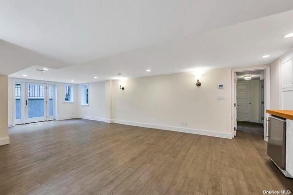 Empty room, Interior, Kitchen, Recessed Lighting, Wood Texture Flooring