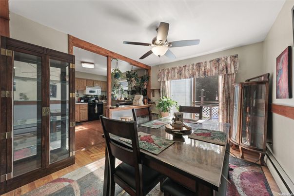 Dining room, Interior, Kitchen, Stainless Steel Appliances, Wood Texture Flooring