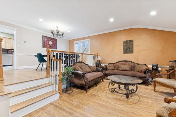 Chandelier, Interior, Living room, Recessed Lighting, Wood Texture Flooring